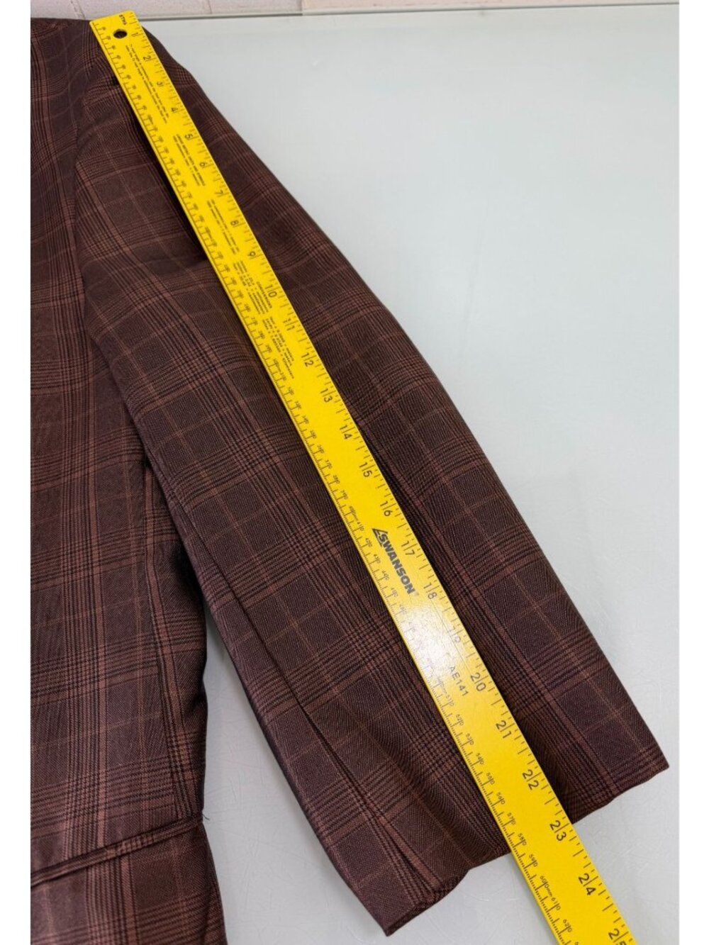 Vinci 3 Piece Suit 50L Blazer 40x30 Pants Vest Brown Plaid 2 Button Double Vent - Picture 13 of 16